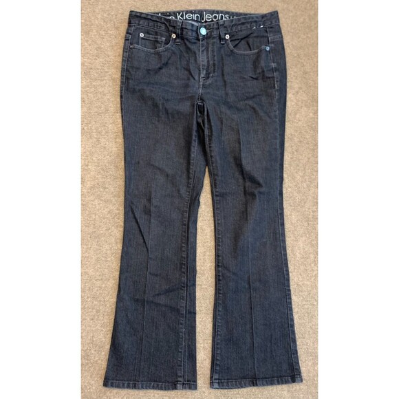 Calvin Klein Jeans Womens 8 Bootcut Mid Rise Black Flared Stretch Denim - Picture 1 of 8